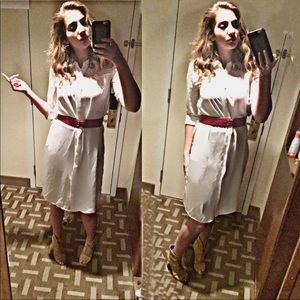 White shirt dress with mesh detailing